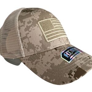 Highland Tactical Sand Digital Camo Snapback USA Flag Mesh Hat - OSFM